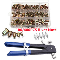 100/400PCS Rivet Nuts Gun Mandrel Kit M3/M4/M5/M6/M8 Nut Rivet Mandrels Repairtool Nut Gun Flatheadscrew Pop Nut Rivet Gun Set