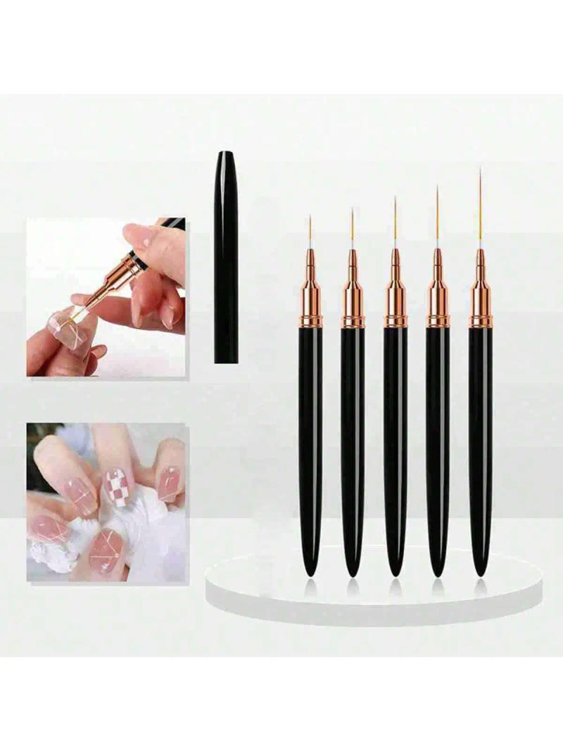 Description Picture 3 of item5Pcs/Set Nail Art Liner Brushes Set Elongated Lines Striping Drawing UV Gel Painting Nail Design Pen Professional Manicure Tool