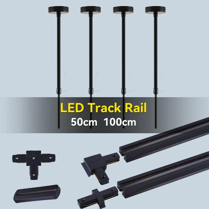 Description Picture 2 of itemTrack Light Rail Set 2 Wire Lighting Fixture 0.5M 1M Spot Led Track Lamp for Living Room Straight/L Shape Connectors Ceiling Box