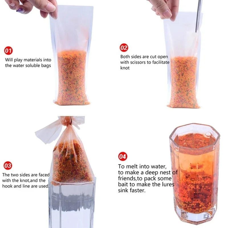 Description Picture 2 of itemPVA Bags Available Carp Fishing Tackle PVA Bags Mesh For Carp Coarse Boilie Pellet Bait 7*15cm For Bait Throwing 50Pcs