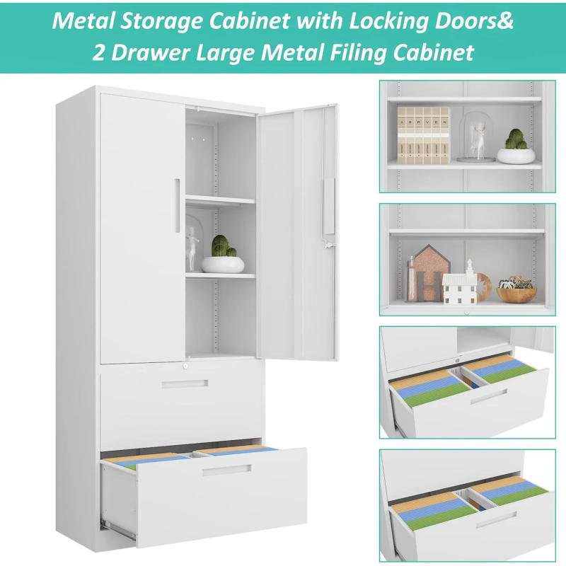 Description Picture 6 of itemUS Metal Storage Cabinet with Drawers, 71" File Cabinets for Home Office, Locking Steel Storage Cabinet with Doors and