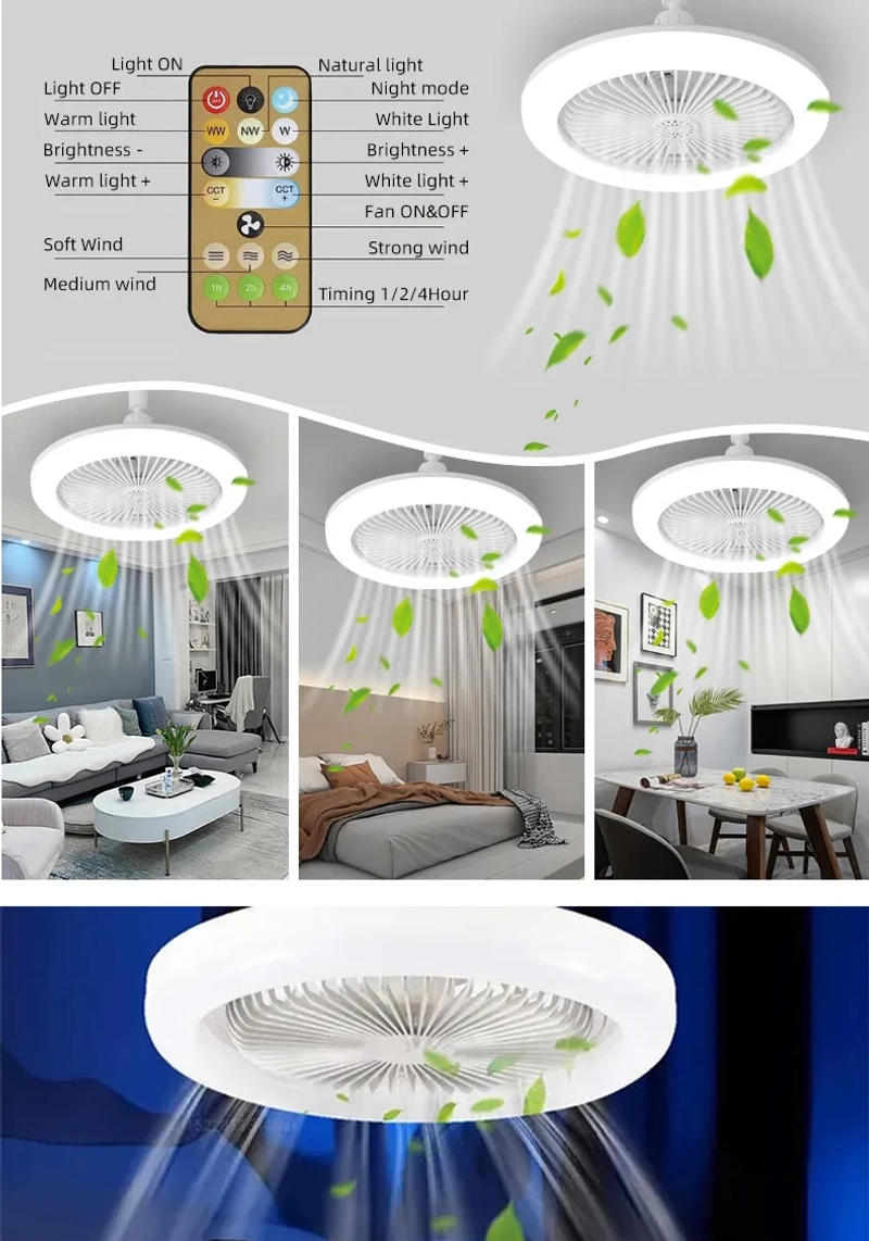 Description Picture 6 of itemSmart 30W LED Ceiling Fan with Remote Control E27 Converter Base 3 Speed modes for Bedroom Living Room Lighting Quiet Operation