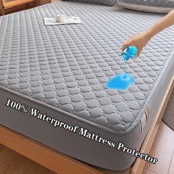 Waterproof Thickened Mattress Cover Protector Quilted Mattress Topper Pad with Elastic Band Fitted Sheet for All Seasons 140/160
