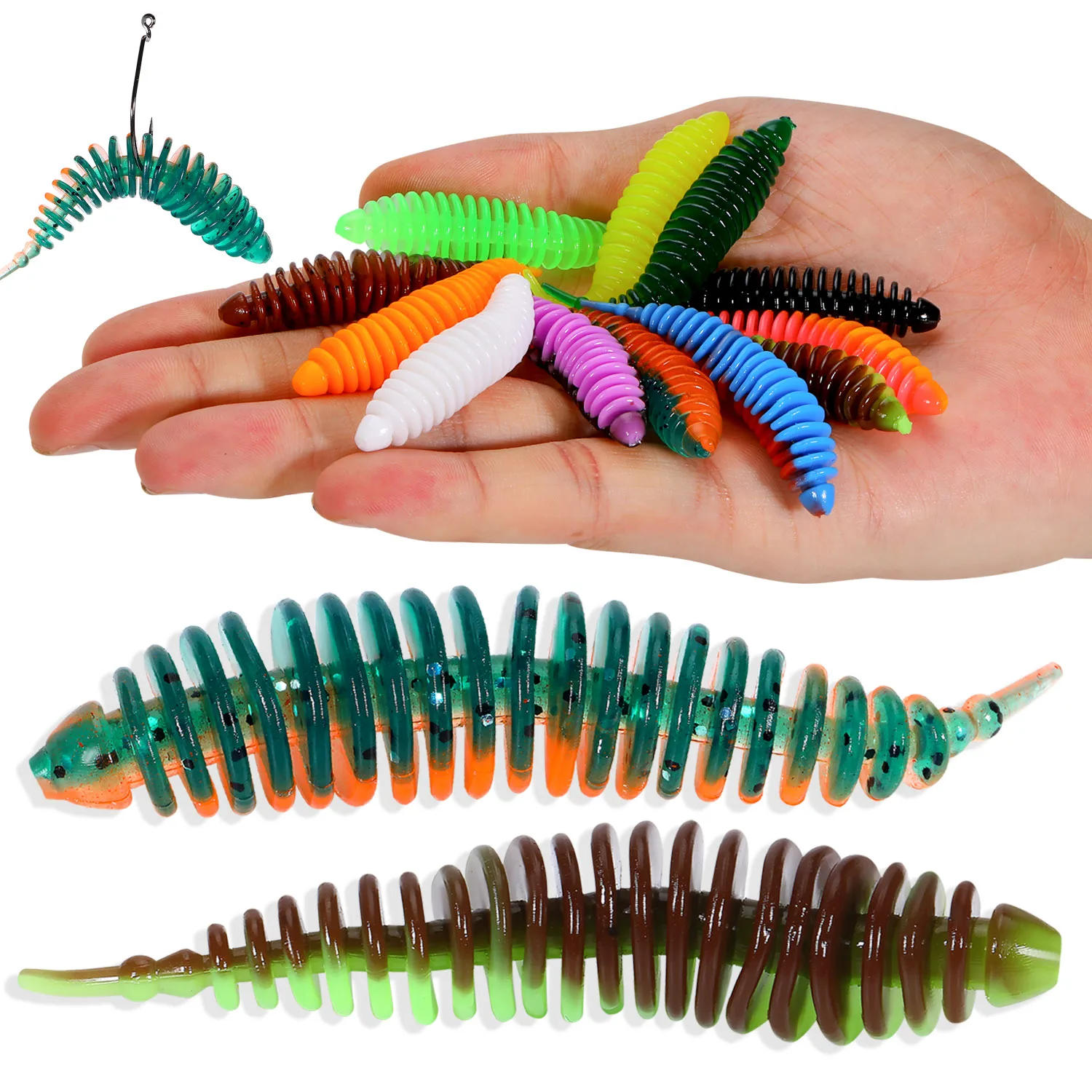 Description Picture 4 of itemSougayilang 10Pcs Worm Bait Soft Bait 40mm 60mm Fishing Lures Freshwater Swimbaits Silicone Soft Bait for Carp Bass Pike Fishing