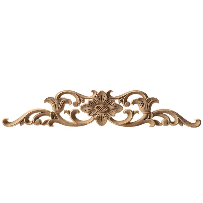 Description Picture 5 of itemWood Carving Natural Wood Appliques Door Furniture Cabinet Decorative Unpainted Wooden Mouldings Decal Vintage Home Decor