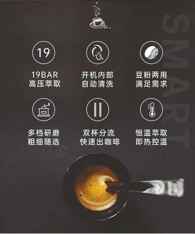 Description Picture 3 of itemCoffee machine home automatic espresso Americano small grinding all-in-one automatic cleaning new models