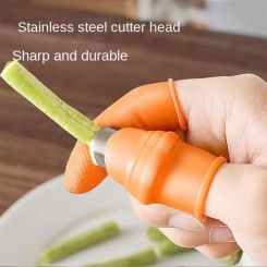 6PCS/set Silicone Thumb Cutter Finger Knife- Protector Gears Cutting Vegetable Harvesting Cut Plant Blade Scissors Garden Tools