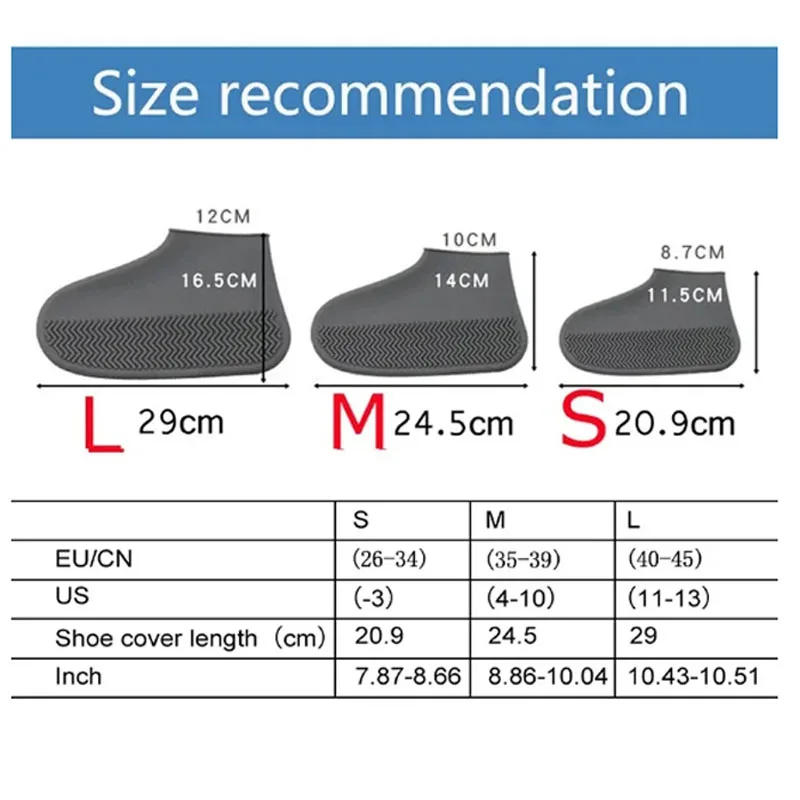 Description Picture 2 of item1 Pair Silicone WaterProof Shoe Covers Lip-resistant Rubber Rain Boot Rain Gear Overshoes Accessories for Outdoor Rainy Day