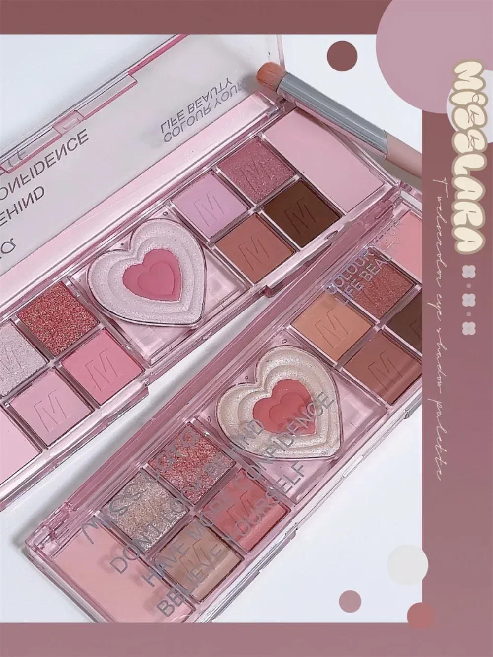 Description Picture 2 of item12Colors Love Heart Pink Eyeshadow Palette Natural Cool Tone Low Saturation Matte Eye Shadow Pallet Brown Korean Makeup Cosmetic