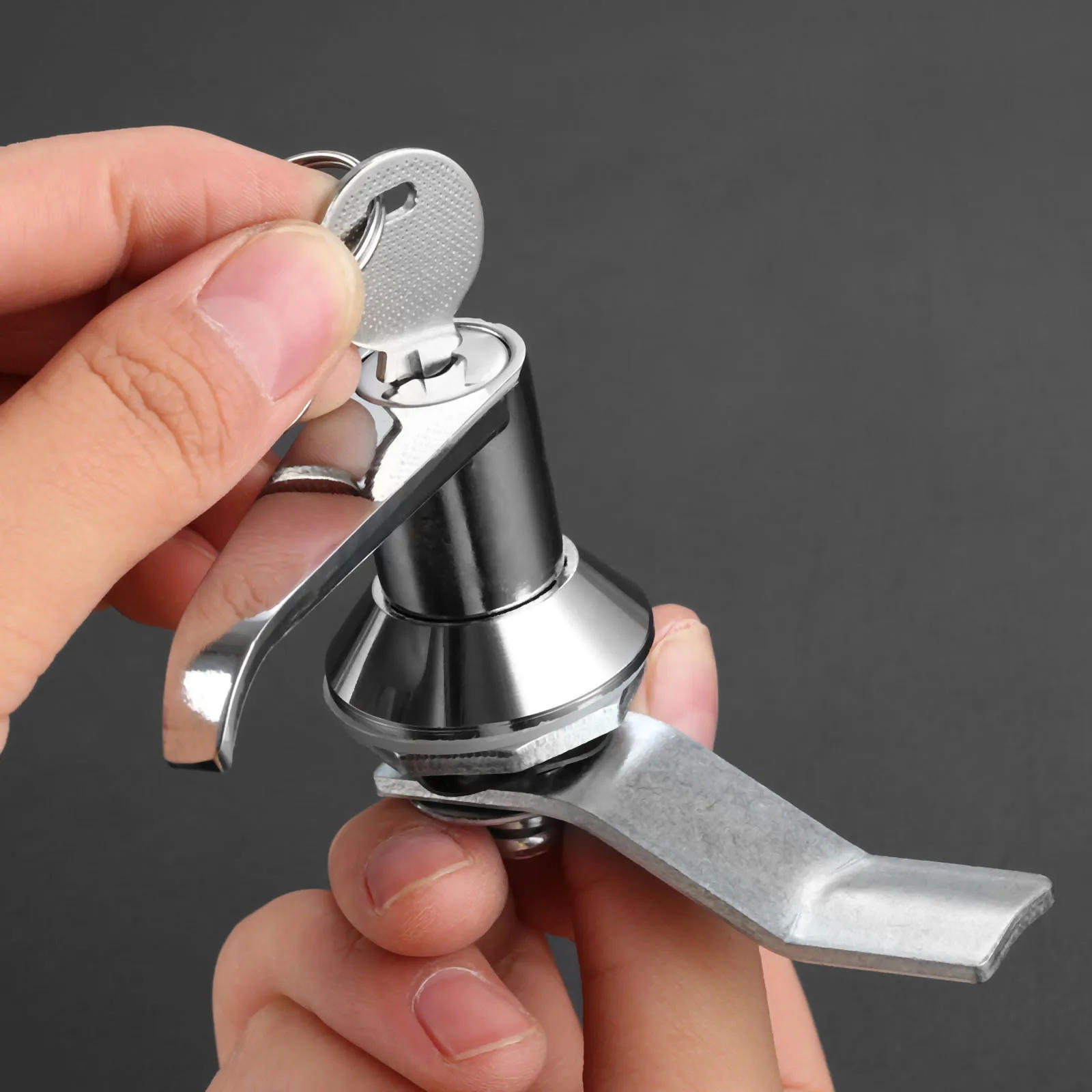 Description Picture 5 of item1pc Handle Lock with 2 keys Panel Mount Cam 76mm Zinc Alloy Cabinet Door Mailbox Power Distribution Cupboard Box Locker Plate