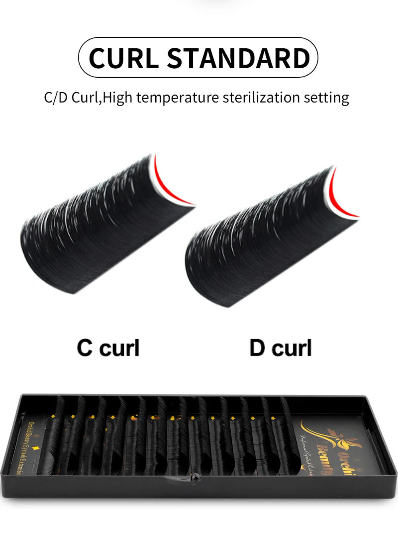 Description Picture 3 of itemOrchid Beauty 0.03-0.07mm Matte Dark Black Easy Fan Lashes Volume Extension Mega Eyelashes Blooming Fans Eyelash Extension Cilio