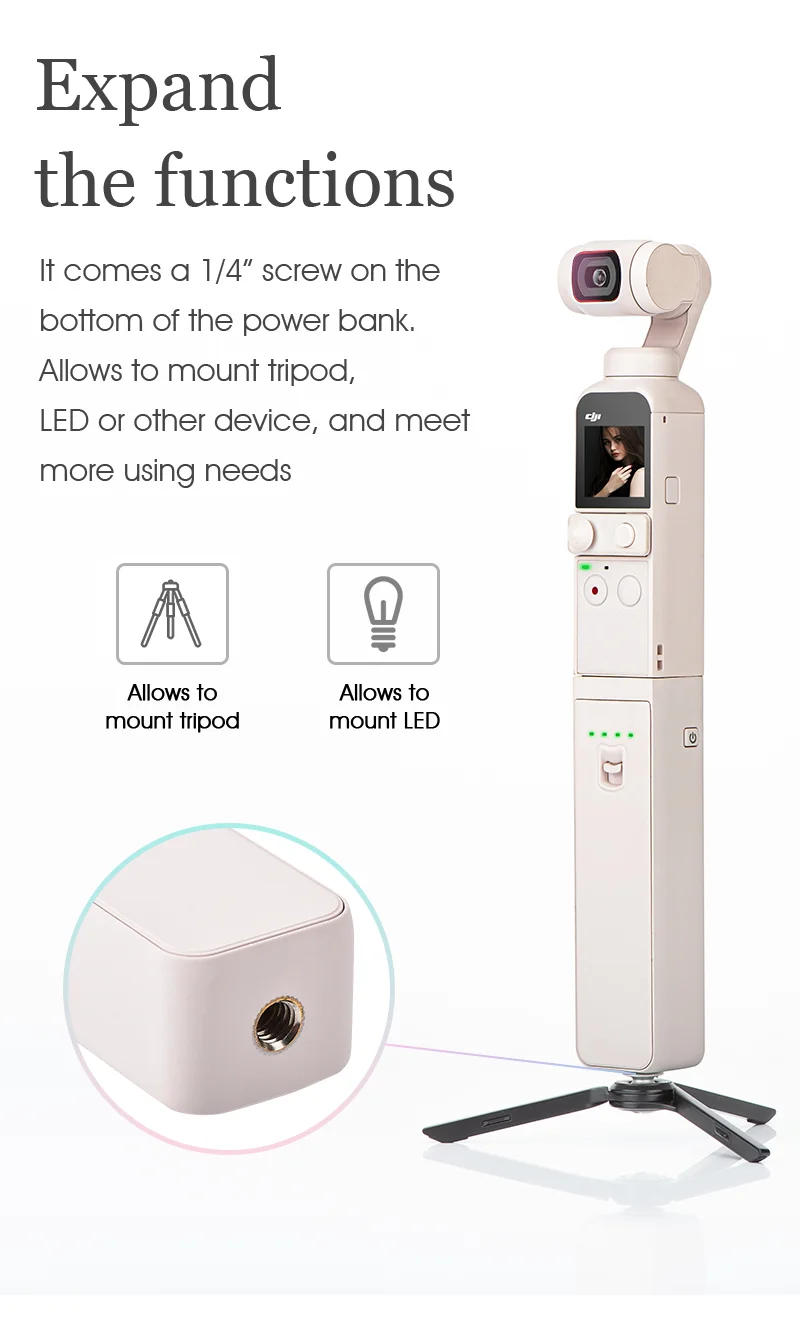 Description Picture 4 of itemGimbal Camera Accessories Handle Grip Portable Charger Mobile Power Bank Extension Charging Handle For DJI Pocket 2 Accessory