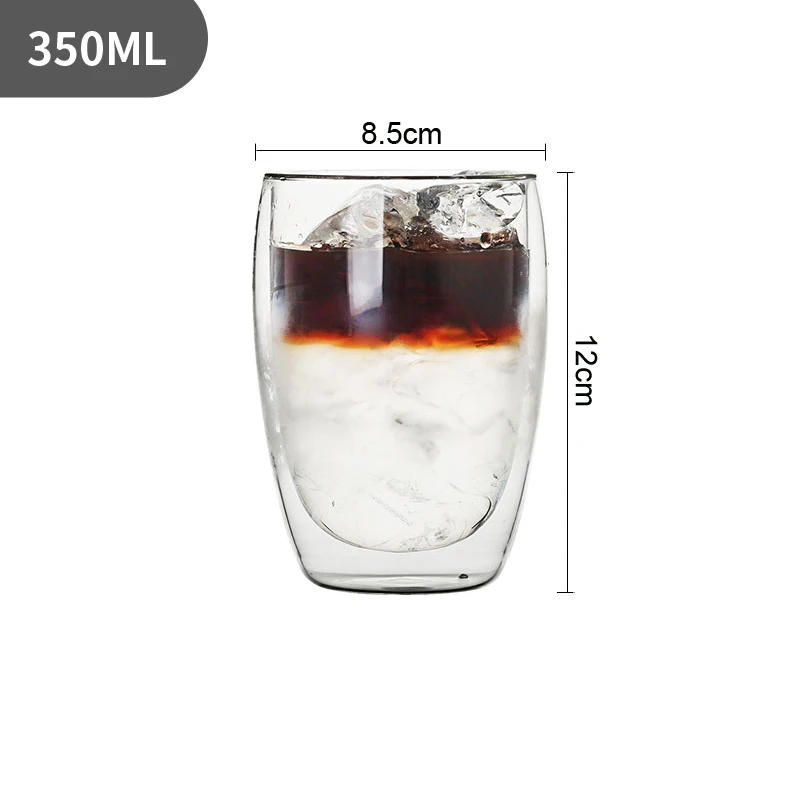 Description Picture 6 of item350ml Double Wall Glass Cup Transparent Handmade Heat Resistant Tea Drink Cup MINI Whisky Cup 100 centigrade Espresso Coffee Cup