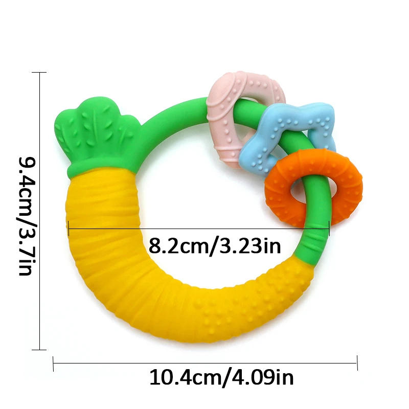 Description Picture 4 of itemFood Grade Baby Silicone Teethers BPA Free Cartoon Carrot Infant Teething Chew Toys for Boys Girls Shower Gift Baby Accessories