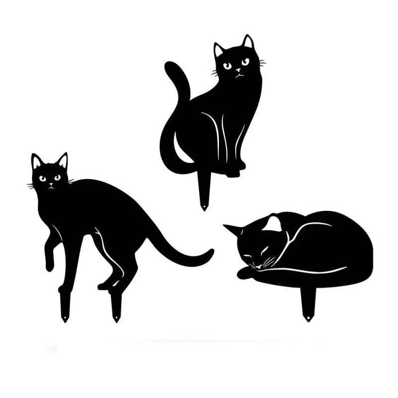 Description Picture 3 of itemCreative Iron Art Cat Garden Stakes Black Anti-rust Cat Metal Statues Durable Garden Cat Ornaments Lawn Decor