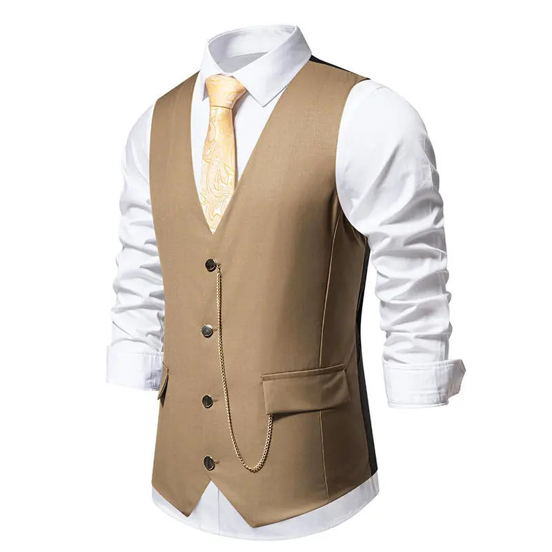 Description Picture 4 of itemMens Vest Formal Colete Social Masculino 2024 Vintage Elegante Suits Collar Chain Matching Gentleman Wedding Party Waistcoat