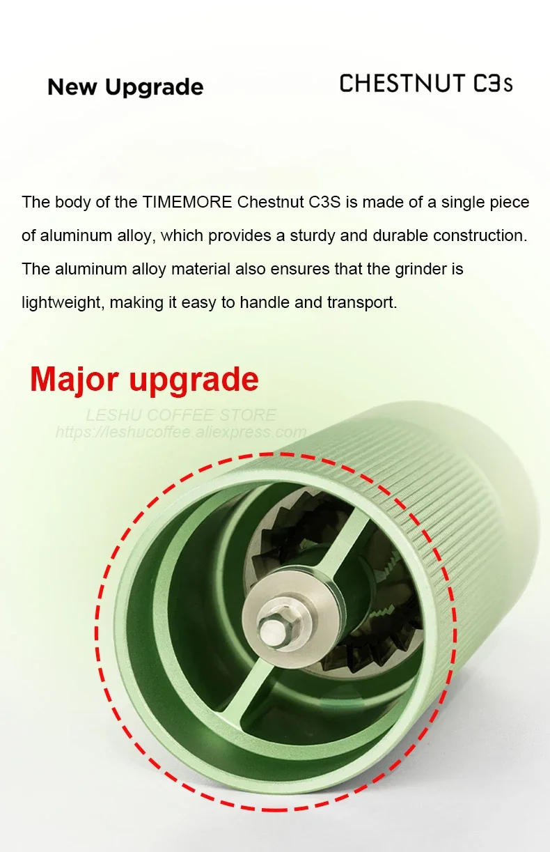 Description Picture 4 of itemTIMEMORE Chestnut C3S / C3ESP Manual Coffee Grinder Upgrade All-metal Body & Anti-slip Design Portable Grinder S2C Burr Inside