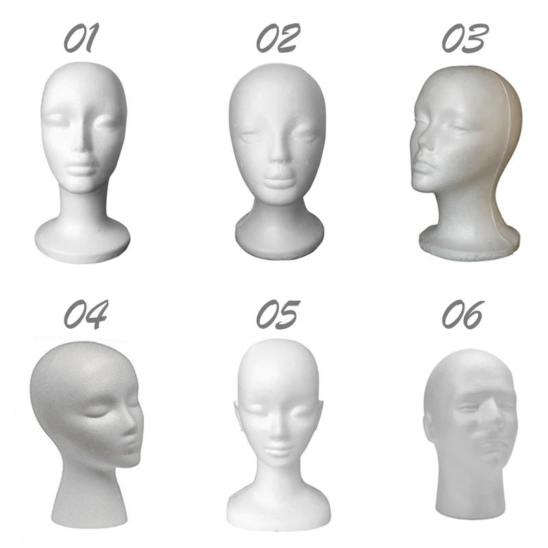 Description Picture 3 of item1pcs Female Styrofoam Foam Mannequin Manikin Head Model Hat Glasses Wig Display Male White Foam Mannequin Head Holder Stand Rack