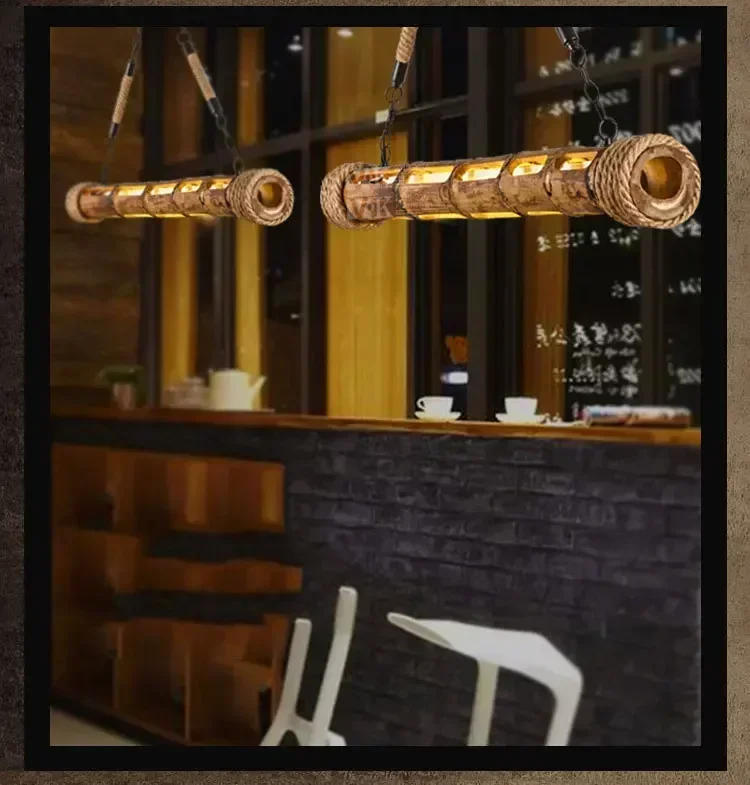 Description Picture 6 of itemLoft Bamboo Led Chandelier Cafe Lamp Retro Industrial Led Warm White Led Tube Light Pendant Lamp Strip Light