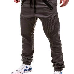 Men Pocket Long Harem Pants Summer Low Waist Drawstring Striped Zip Elastic Waist Casual Slim Male Full Trousers BSD-8812