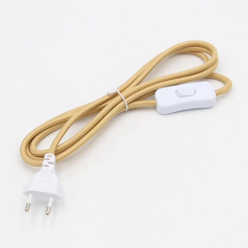 Description Picture 4 of item220V AC Power Cord With European Plug Inline Switch Textile Braided Covered Wire Cable 2 Meters