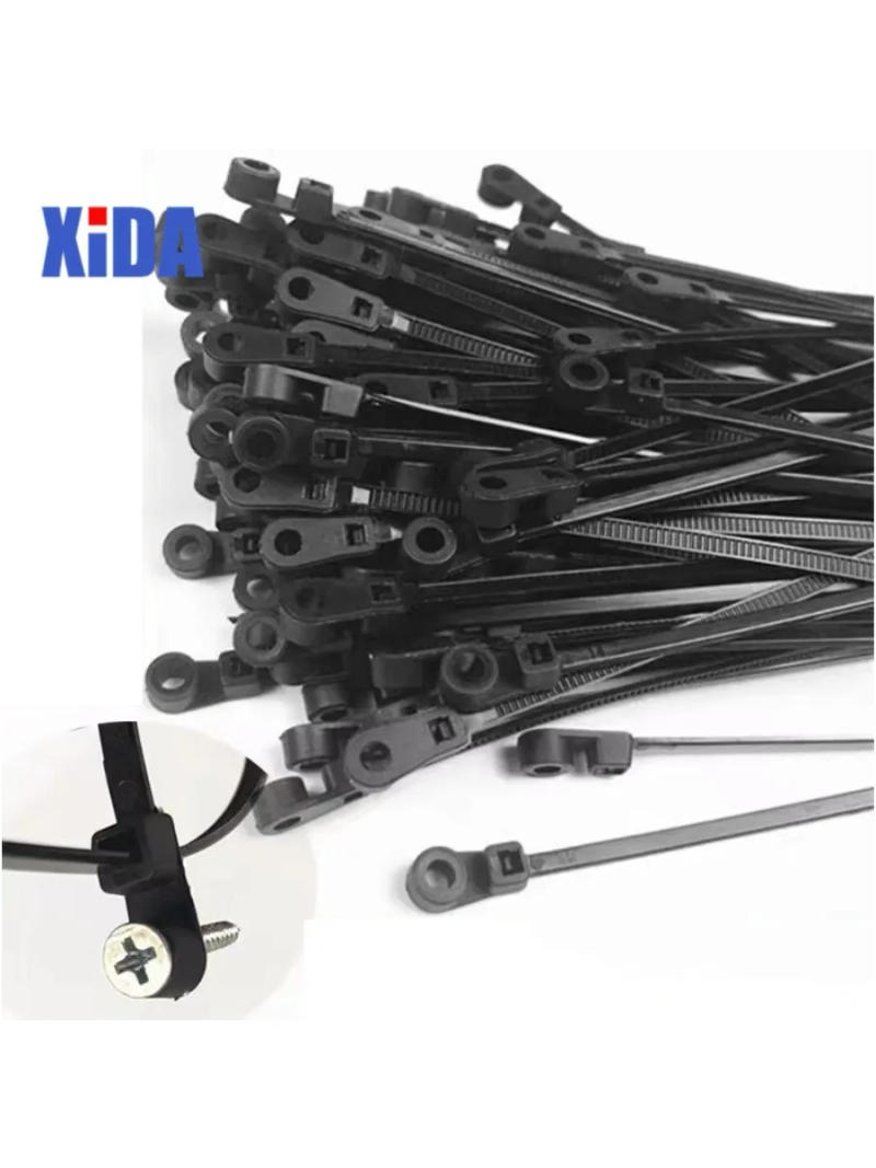 Description Picture 2 of itemNylon Cable Tie 3*100 4*200 Fixed Cable Tie Nylon Cable Zip Ties With Screw Hole Mount Self Locking Loop Wrap Bundle Tie Straps
