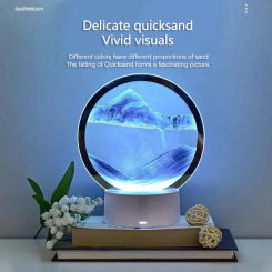 LED RGB Hourglass Light 16 Colors 3D Sandscape Lamp Moving Sand Art Frame Night Light with Deep Sea Display New Year Gift