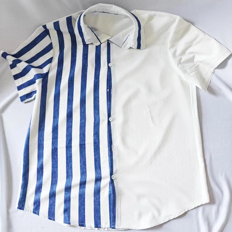 Description Picture 4 of itemMen Summer Short Sleeve Lapel Stripe Shirt Four Sided Elastic Fabric Cool Comfortable Casual Shirt Tops .