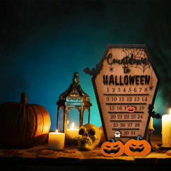 Wooden Countdown To Christmas Decor Horror Halloween Advent Calendar Ornaments Ghost Design For Indoor Home Party Decoration