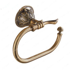 antique bronze Leaf Carved Finish solid mental towel rings wall mounted bathroom accessory Carved Open Half Towel rings