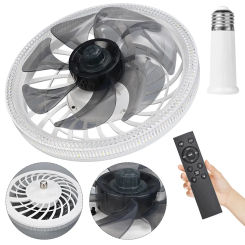 Flush Mount Ceiling Fan with Light Ceiling Fan Light 3 Colors Dimmable LED Lamp Fan 4 Speeds with Converter Extender AC 85V-265V