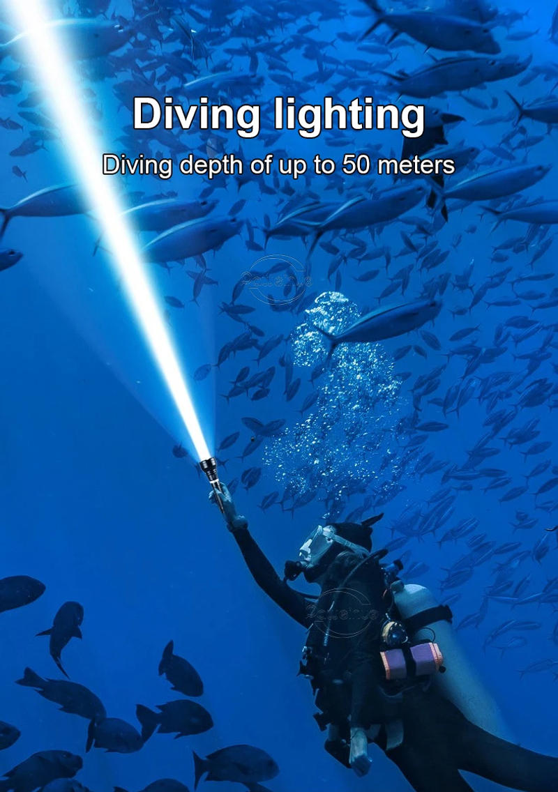 Description Picture 4 of itemXHP160 Professional Diving Flashlight Outdoor Underwater High Power Handlamp Camping Hunting Fishing Dive Torch LED Lantern18650