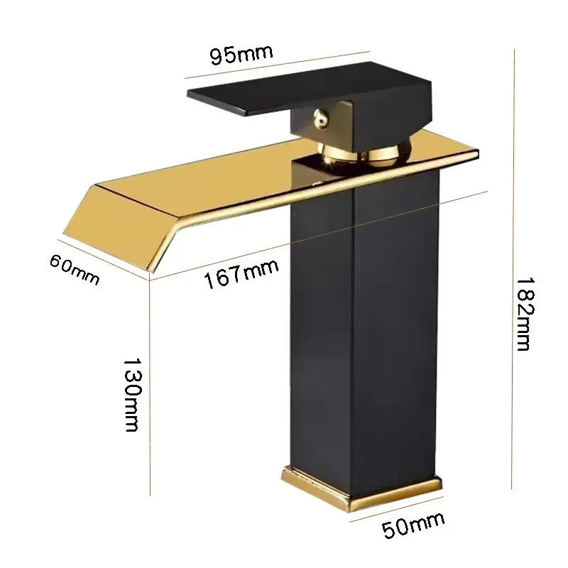 Description Picture 6 of itemGold and white Bathroom Faucet Waterfall Basin Bathroom Basin Mixer Tap Hot and Cold Sink faucet