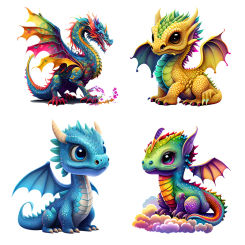 Three Ratels RR828 Colorful cartoon dragon children's bedroom wall sticker car sticker  toilet decals