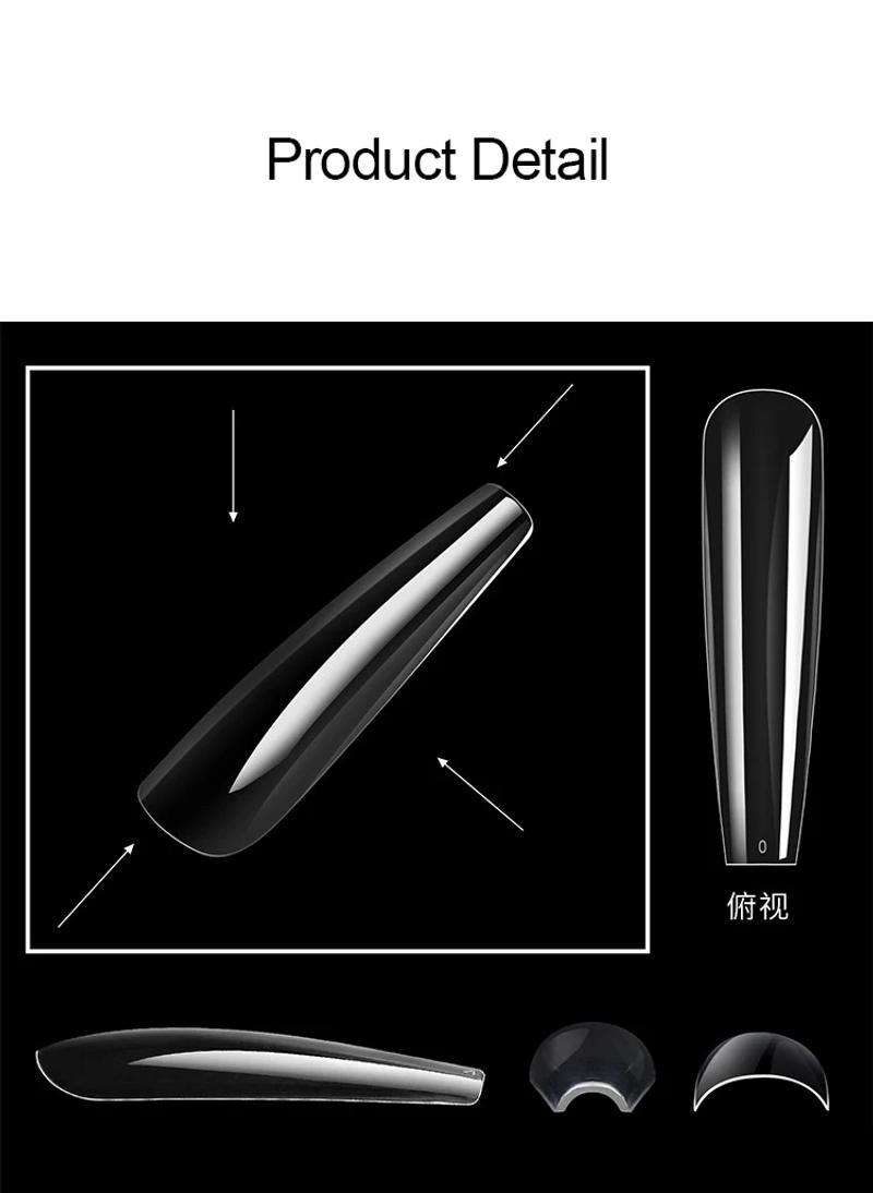 Description Picture 5 of itemXXXL No Trace Super Long Coffin False Nail Art Tips French Stiletto Half Full Cover Fake Nails Extension Length Artificial Tips