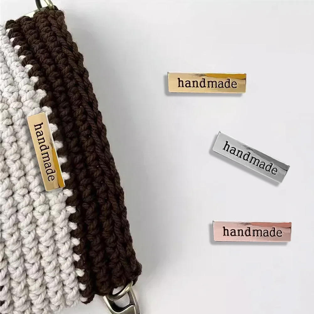 Description Picture 5 of item10Pcs Rectangle Metal Labels Zinc Alloy Die-casting Engraved Handmade Labels DIY Bags Crochet Clothes Hats Garment Labels Tags