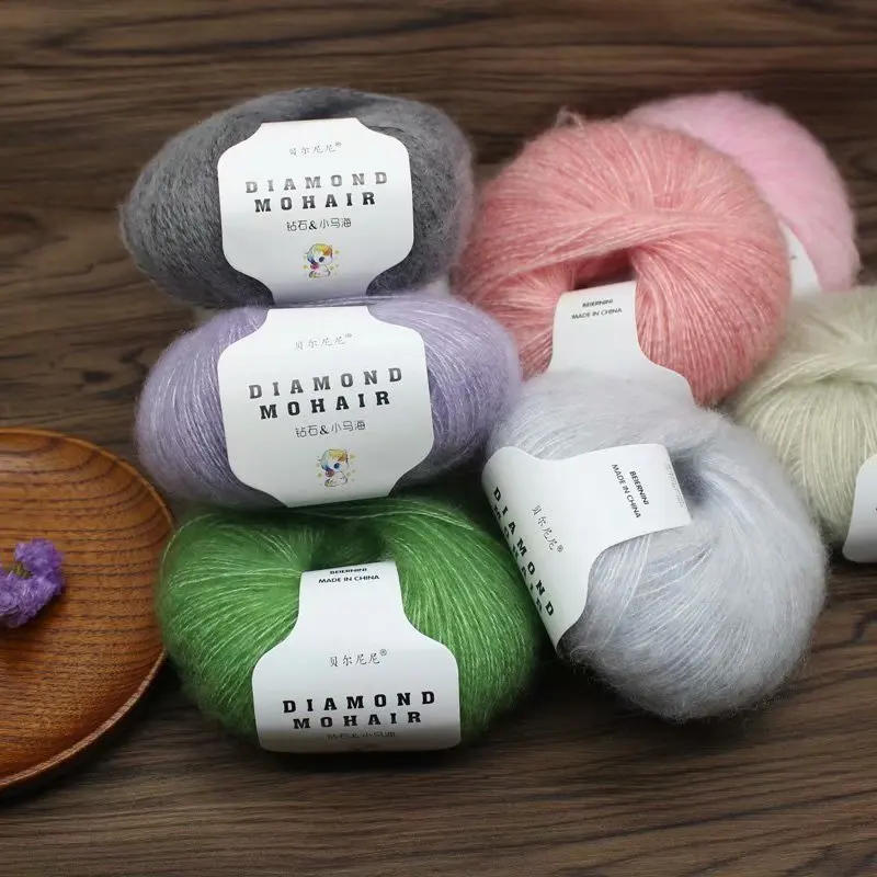 Description Picture 3 of item25g Superfine Mohair Yarn Extra Soft Warm Baby Wool Crochet Yarn for Hand Knitting Sweater Shawl Scarf DIY Material