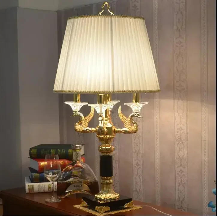 Description Picture 2 of itemGolen Crystal Table Lamp D40cm H76cm Crystal Desk Lamp European Style E14 Bedroom Bedside Lighting Fixture Lamp