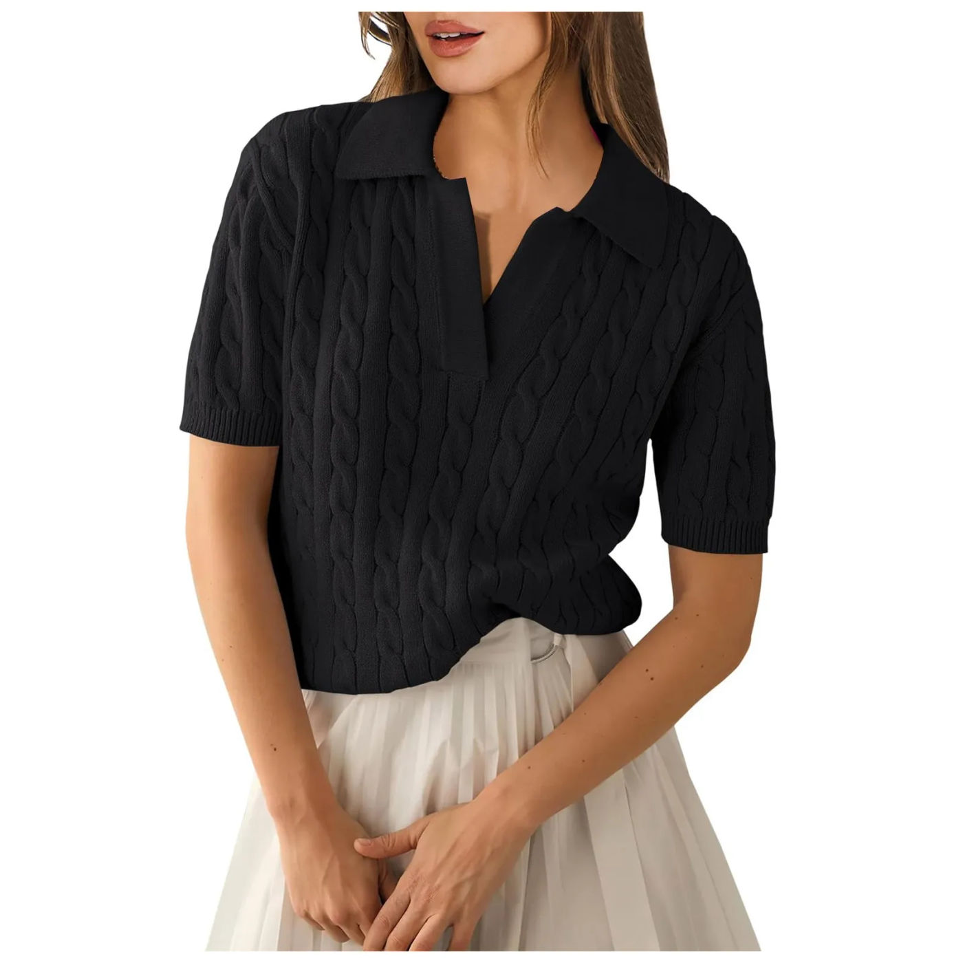 Description Picture 4 of itemVest Sweater Womens Short Sleeve Sweaters Tops V Neck Knit Casual Soft Pullover Shirts 2024 Summer Maternity Sweater Vest