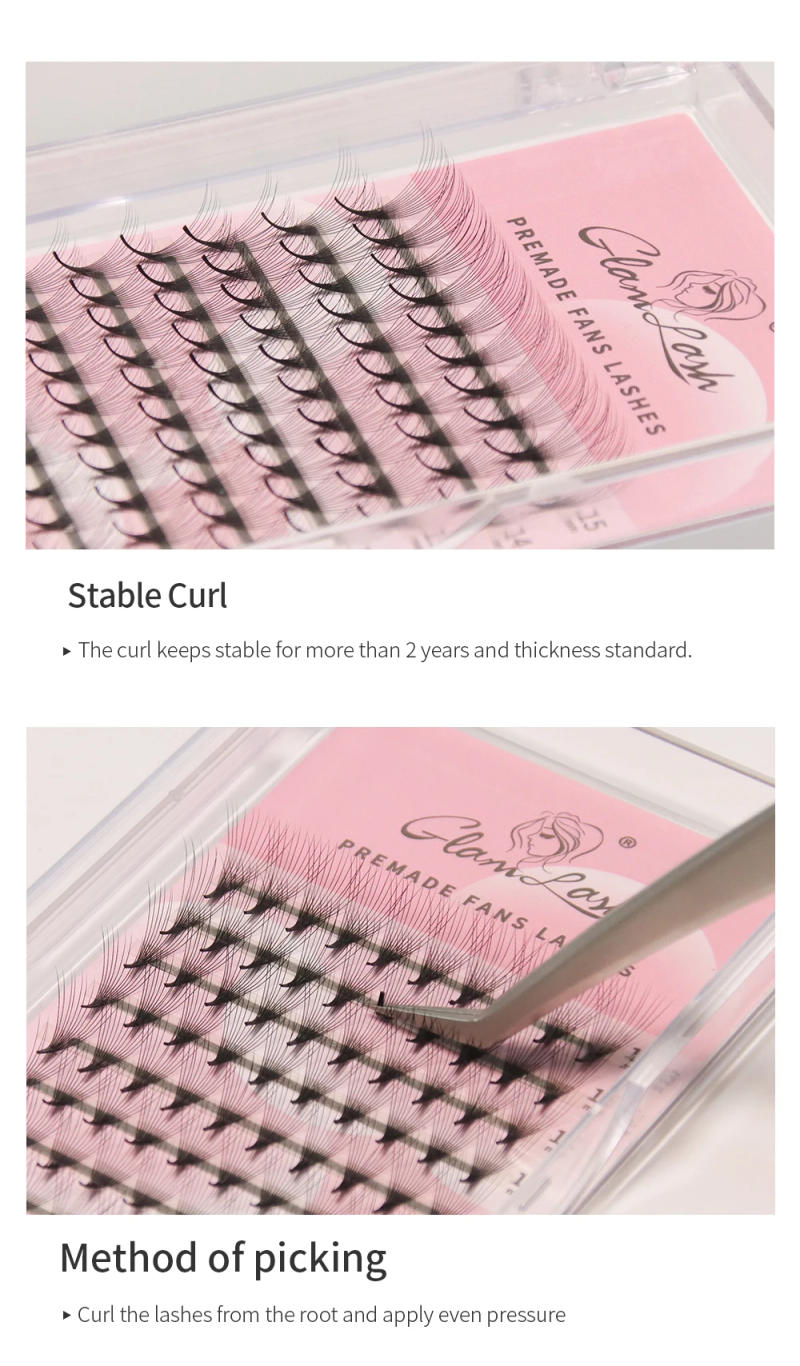 Description Picture 6 of itemGLAMLASH 10D/12D/14D/16D/20D Premade Volume Fans Eyelash Extensions Natural Soft Lashes Mink Individual Lash