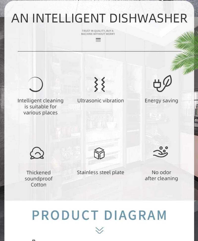 Description Picture 4 of itemUltrasonic Dishwasher Automatic Household Portable Sink Dishwasher Small Free-standing Installation-free Kitchen 110V/220V