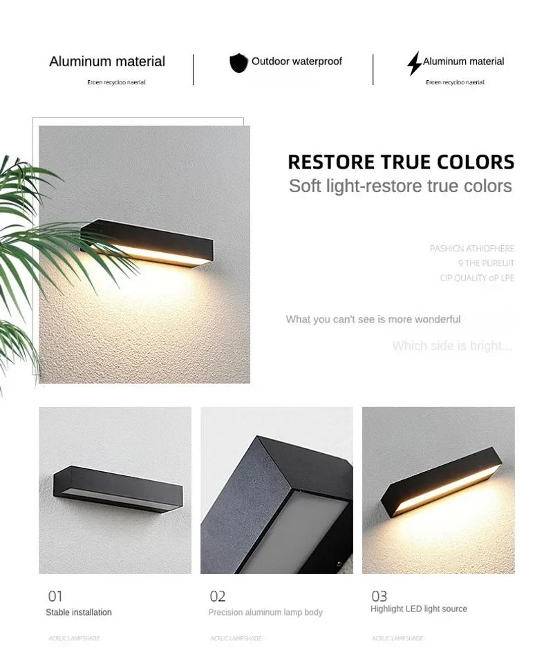 Description Picture 3 of itemWaterproof No Motion Sensor Light Wall Light LED Outdoor Lights AC85-265V Porch Lights Balcony Garden Lights Outdoor Wall Lamp