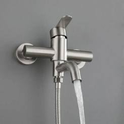 Bathroom Shower Faucets Stainless Steel Triple Bathtub Faucet Mixers Hot Cold Mixer Valve Nozzle Tap Wall Mounted Home Accessory