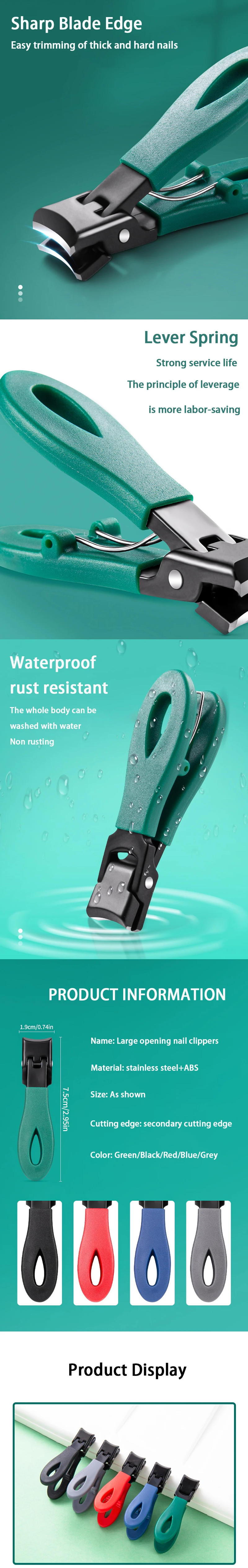 Description Picture 3 of itemPortable Ultra Sharp Nail Clippers Stainless Steel Wide Jaw Opening Anti Splash Toe Fingernail Trimmers For Woman Man