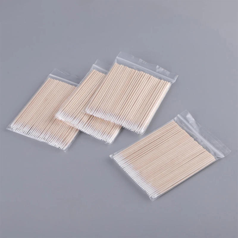 Description Picture 4 of item100/300/500Pcs 10cm Nail Wood Swab Cleaning Sticks Bud Tip Wooden Cotton Head Manicure Detail Corrector Nail Polish Remover