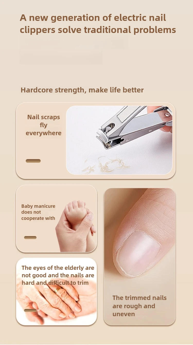 Description Picture 4 of itemPortable Mini Electric Nail Clipper Polisher With Light Low Noise Baby Trimmer Manicure Tools For Baby Adult Nail Cutter 3 Speed