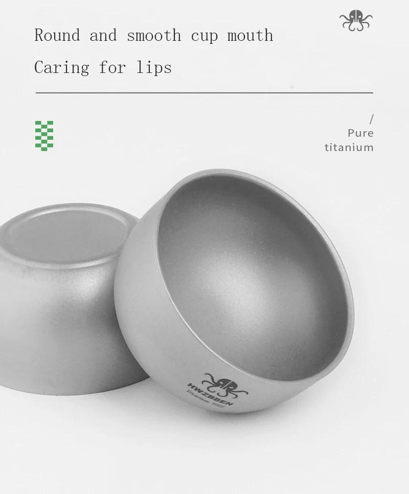 Description Picture 5 of itemHWZBBEN 40ml Double Wall Titanium Tea Cup Outdoor Camping Tea Cup Tableware Water Wine Cup for Home Office Drinkware Anti Hot