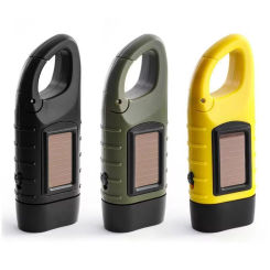 Powerful Flashlight LED Hand Crank Solar Powered Charging Rechargeable Outdoor Survival Gear Torch for Fishing Boating Hiking
