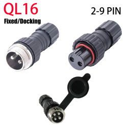 1/5/20Sets QL16 M16 Aviation Plug Ip65 Male Female Docking Plug Panel Mounted Connector 2/3/4/5/6/7/8/9pin