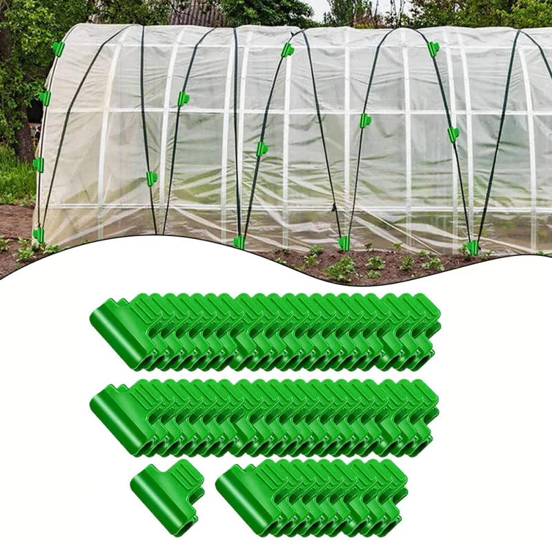 Description Picture 3 of item50pcs Greenhouse Clamps Film Row Cover Netting Tunnel Hoop Clips For 11/16mm Plant Gardening Plastic Clips Garden Accessories